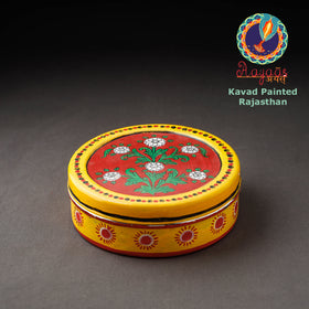  Yellow Kavad Handpainted Stainless Steel Masala Box