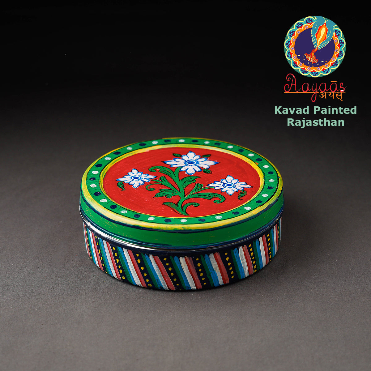  Kavad Multicolor Handpainted Stainless Steel Masala Box