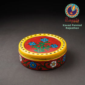  Kavad Handpainted Stainless Steel Red Masala Box 