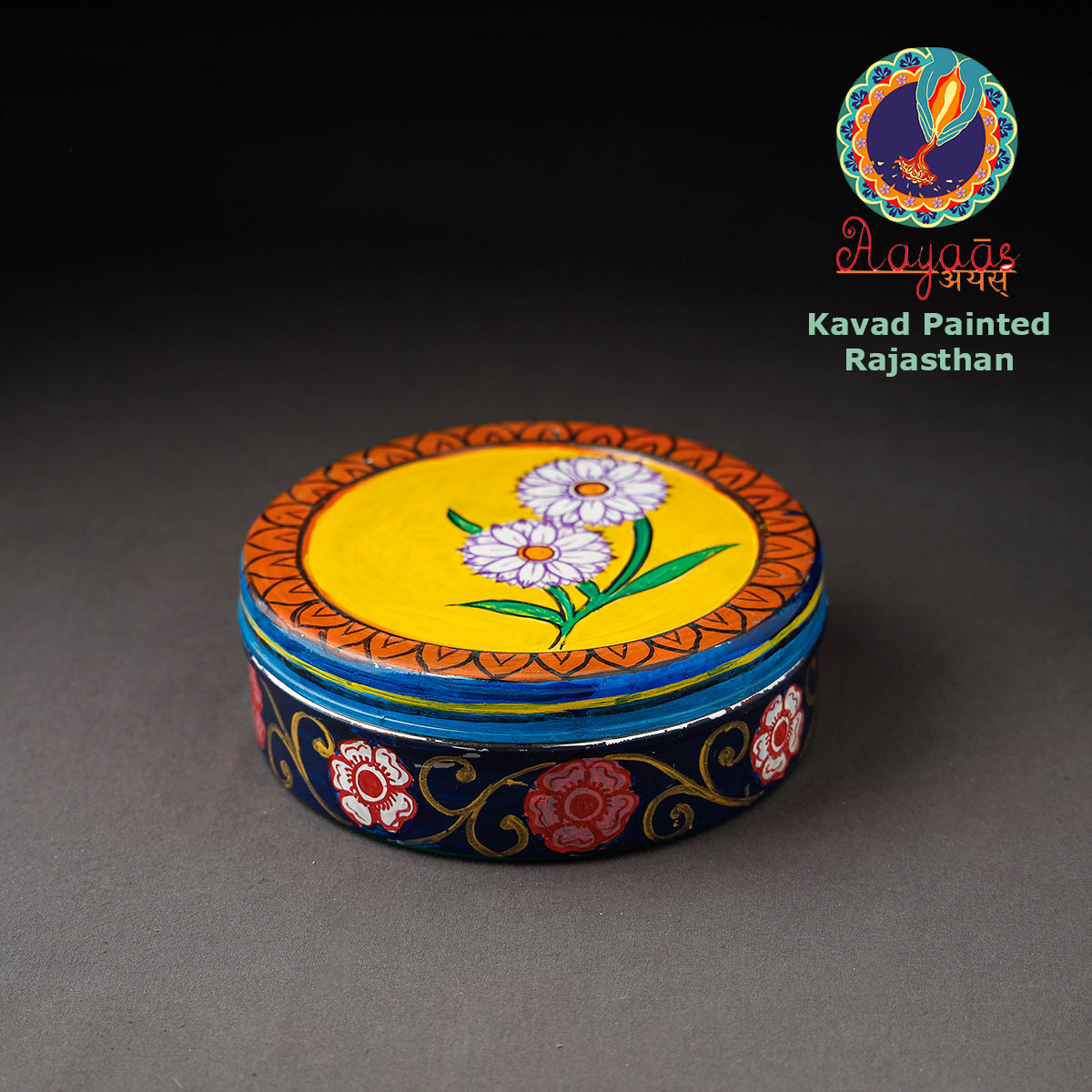 Multicolor Kavad Handpainted Stainless Steel Masala Box 