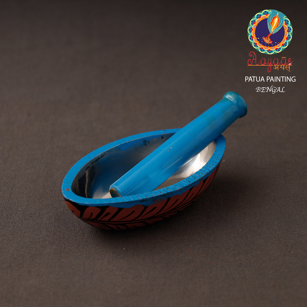 Bengal Patua Handpainted Mortar and Pestle Set