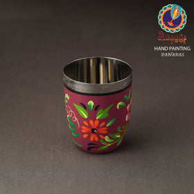  Banaras Pink Handpainted Stainless Steel Glass