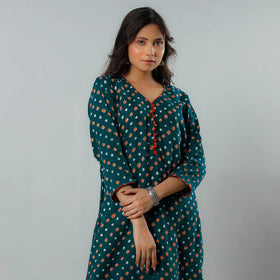 Buy Bandhani Tie-dye Cotton Long Straight Kurta for Women