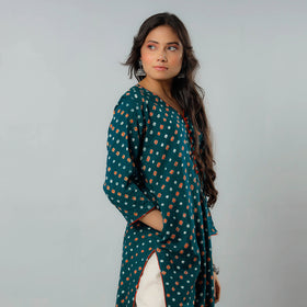 Buy Bandhani Tie-dye Cotton Long Straight Kurta for Women