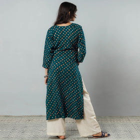 Buy Bandhani Tie-dye Cotton Long Straight Kurta for Women