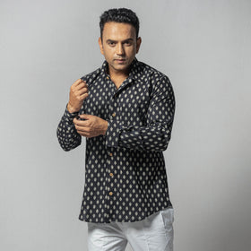 Black - choti buti color - men full sleeve cotton printed
