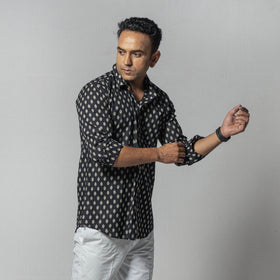 Black - choti buti color - men full sleeve cotton printed