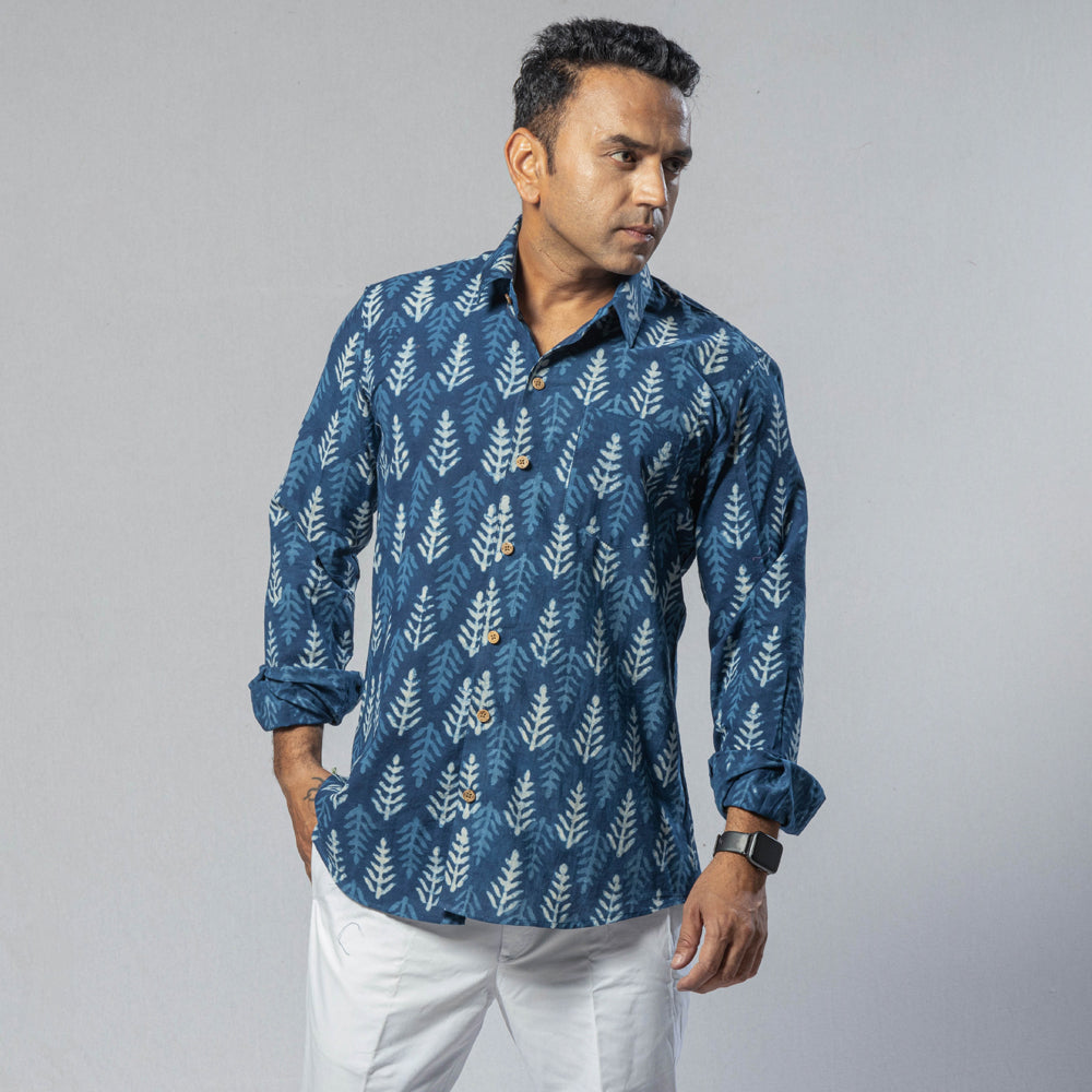 Buy Sanganeri Print Cotton Men Full Sleeve Shirt Online at iTokri