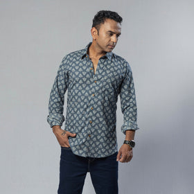Buy Sanganeri Print Cotton Men Full Sleeve Shirt Online at iTokri.com