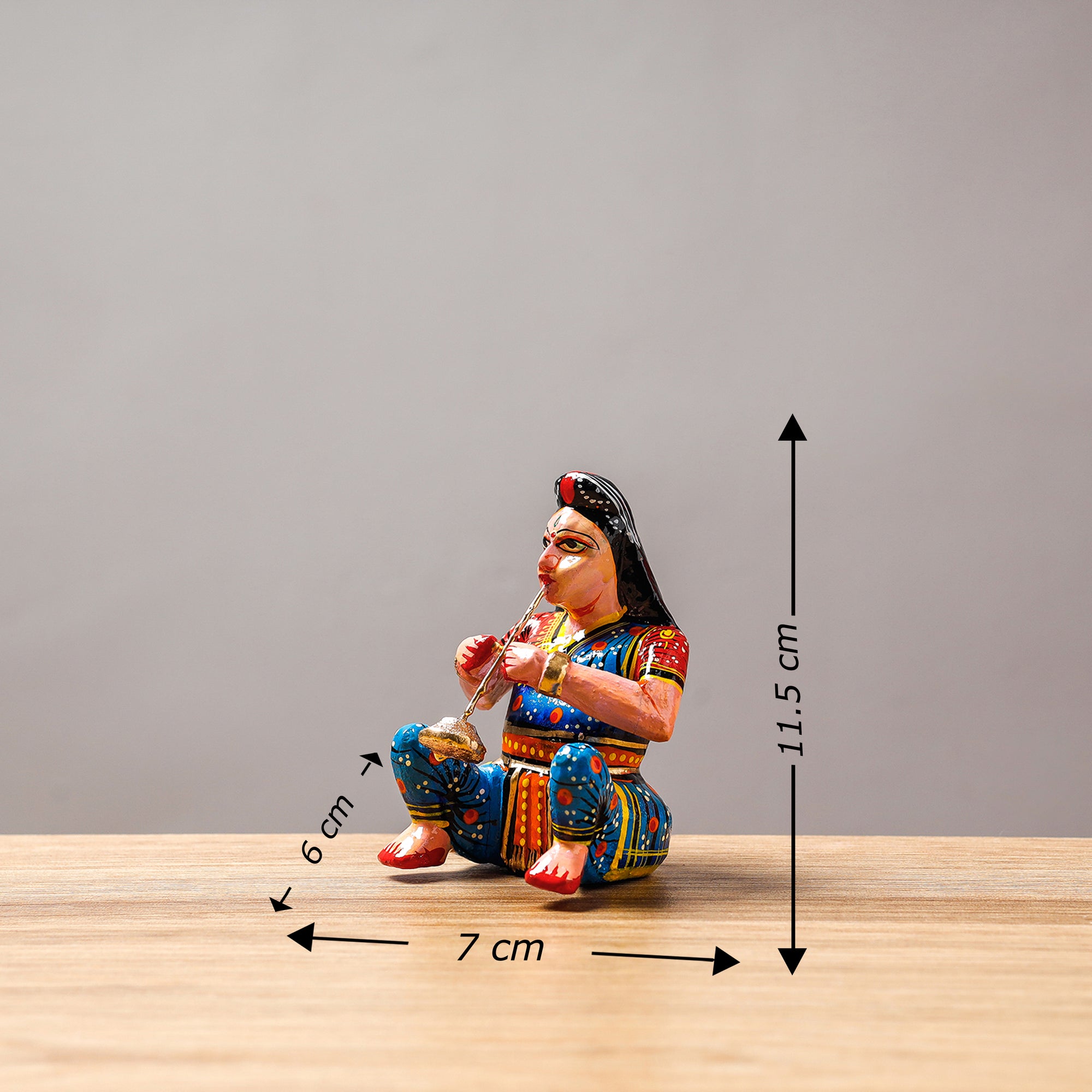  Musician (Female) - Banaras Handpainted Wooden Toy / Home Decor Item 