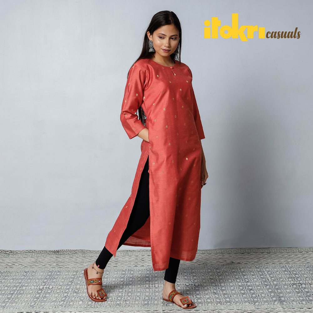 Polka Zari Butta Spun Dupion Silk Kurta 