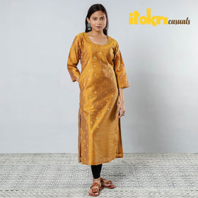  Polka Zari Butta Spun Dupion Silk Long Kurta 05 Online at iTokri.com