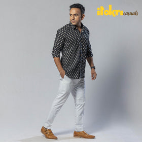 Black - choti buti color - men full sleeve cotton printed