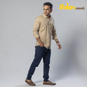 Liana off white color - men full sleeve cotton printed