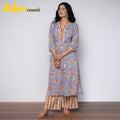 Buy Sanganeri Hand Block Printed Cotton Long Kurta with Palazzo Set Online l iTokri.com