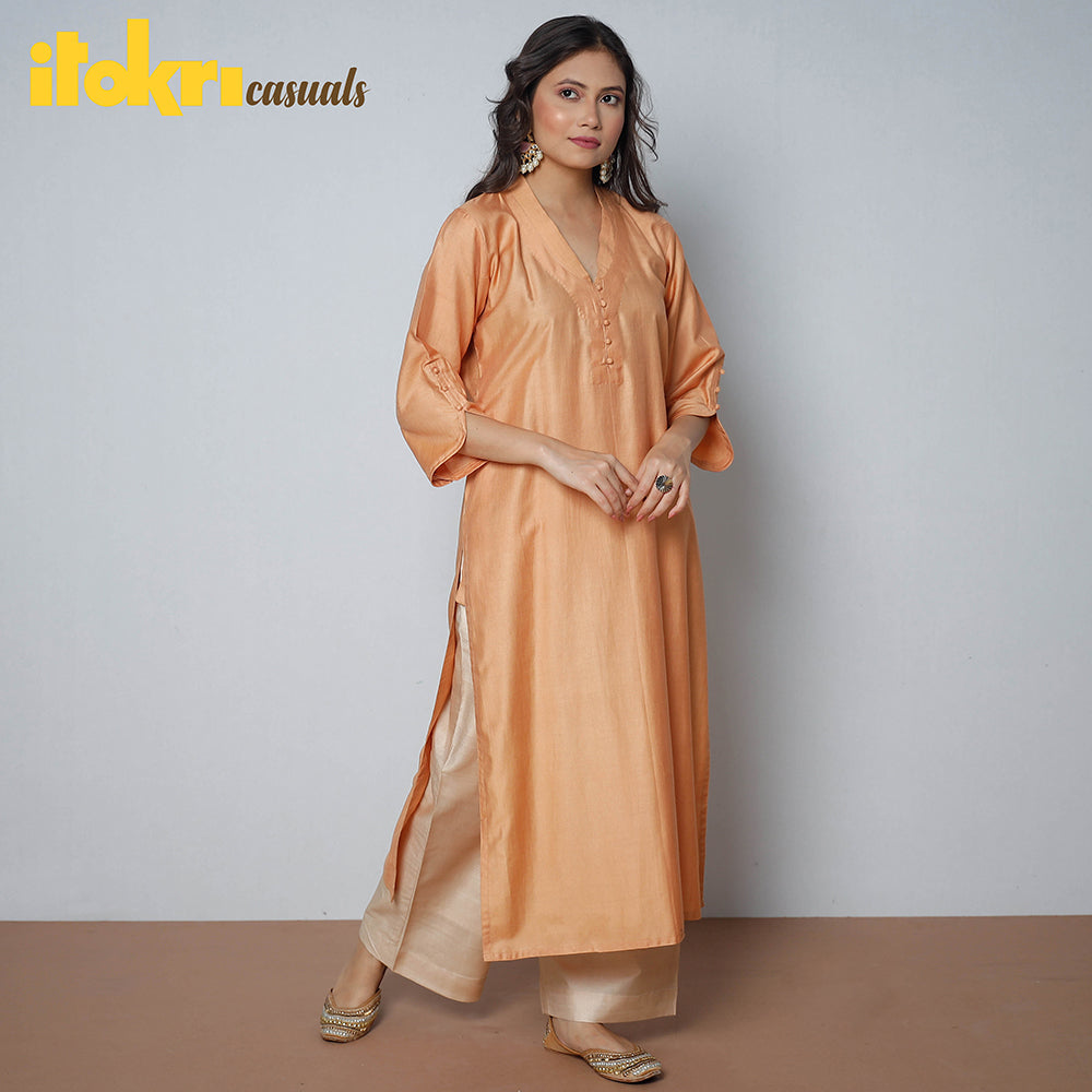  iTokri Casuals - Tussar Silk Long Kurta for Women