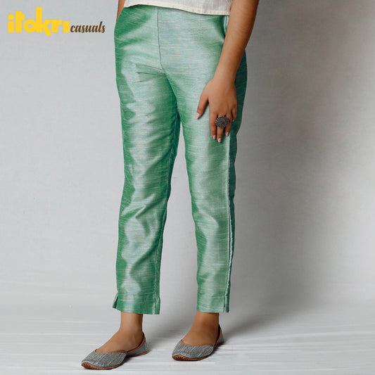 Mint Green - Silk Tapered Casual Pant for Women