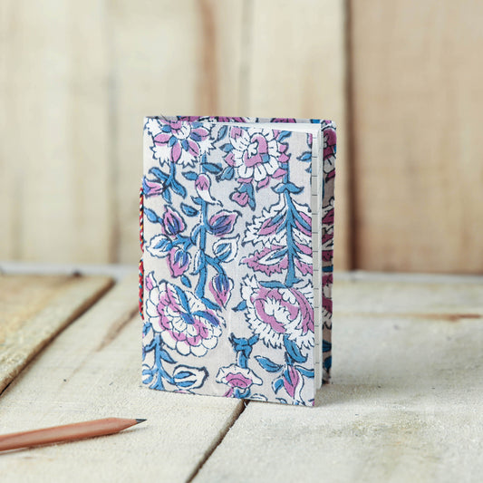 Sanganeri Fabric Cover Handmade Paper Notebook (5 x 3.5 in)