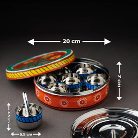  Kavad Handpainted Stainless Steel Multicolor Masala Box