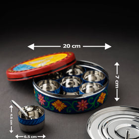 Multicolor Kavad Handpainted Stainless Steel Masala Box 