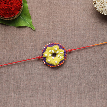 Hand Embroidered & Felt Work Kids Beadwork Donut Rakhi