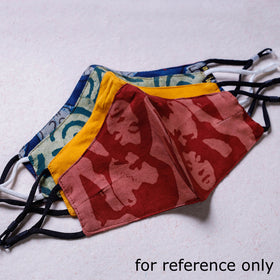  Block Printed Cotton 3 Layer Snug Fit Face Cover 