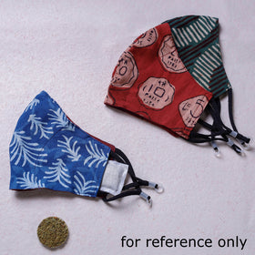  Bindaas Block Printed Cotton 3 Layer Snug Fit Face Cover with Herb Pocket  