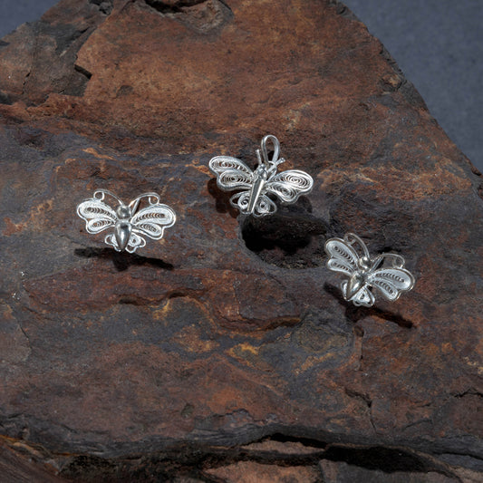 Kalinga Filigree Sterling Silver Necklace Pendant & Earrings Set