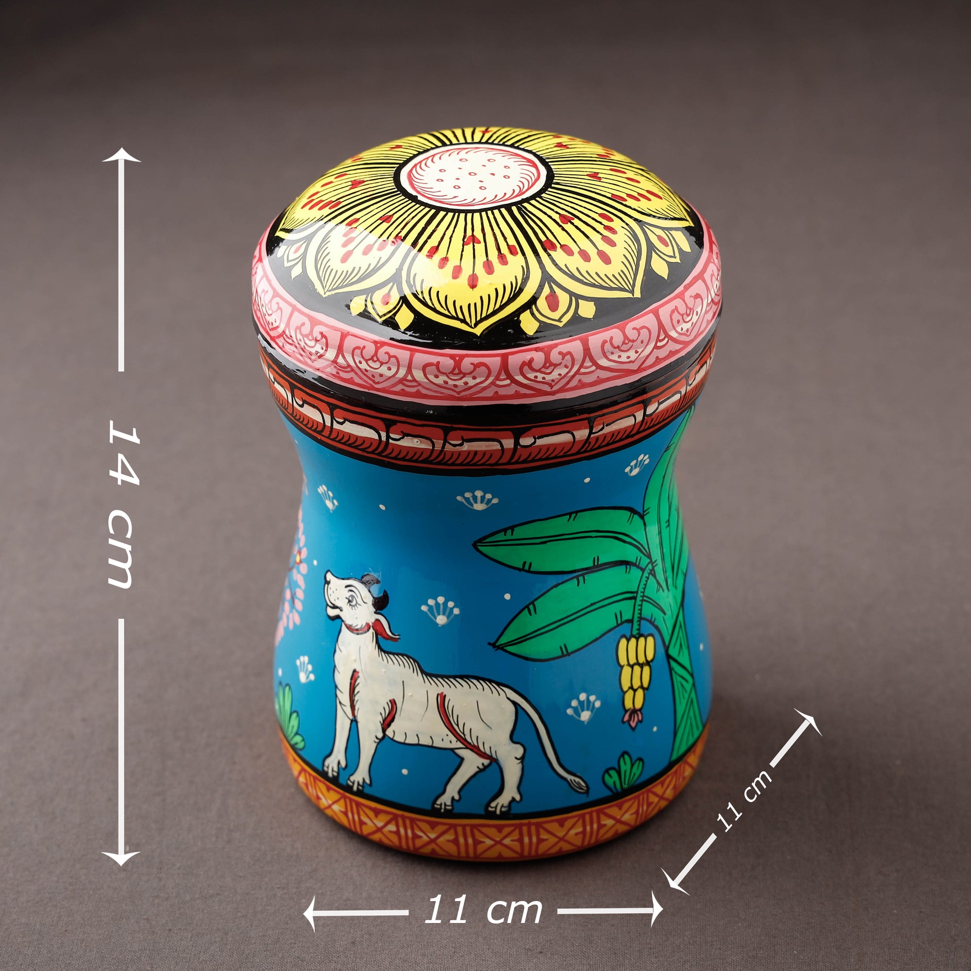 Bengal Patua Blue Handpainted Stainless Steel Canister